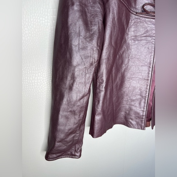 Vintage 90’s Metallic Purple Lamb Leather Jacket - Picture 6 of 13